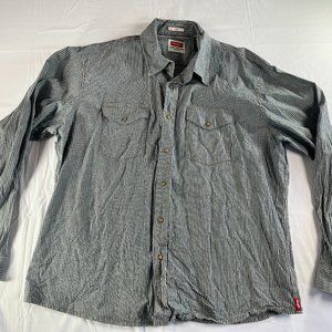 Men's Wrangler Indigo Gray Striped Pearl Snap Shirt Size 2XL